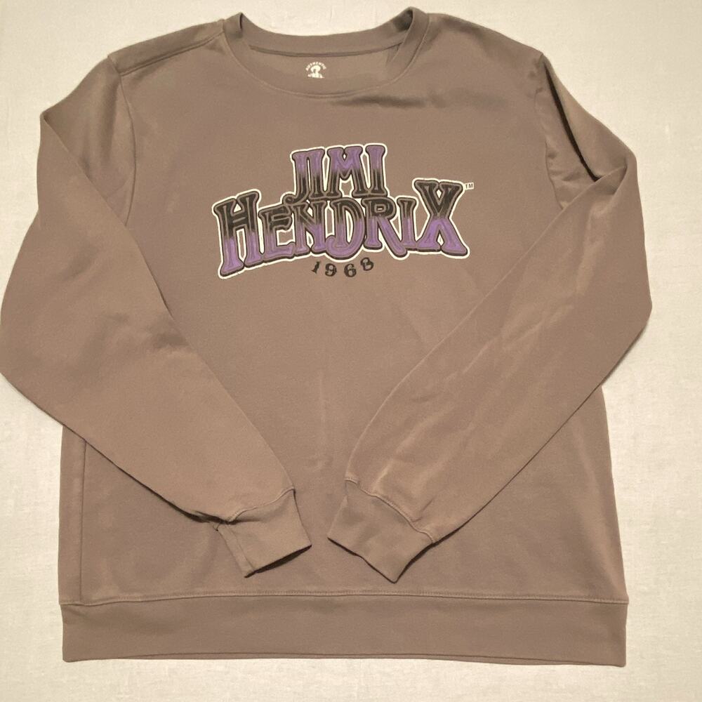 Hendrix Jimi Hendrix 1968 Men's Gray Graphic Crewneck Fleece Sweatshirt L